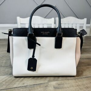 kate spade New York Black & White Saffiano Leather Satchel